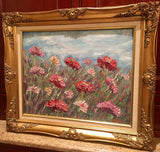 KADLIC Tuscany Italian Italy Seascape Flowers Poppy Original Oil Painting 20x24"
