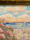 KADLIC Abstract Sunset Seascape Impasto Original Oil Painting Gold Frame 24