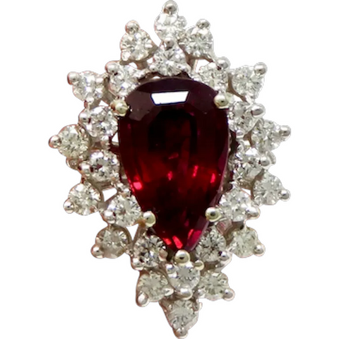 Stunning Vintage Estate 4.40 carat Rubellite F VS Diamond Cocktail Ring