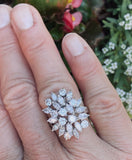 Vintage Estate 14k Heavy 3.78ct Marquise Diamond Cluster Ring