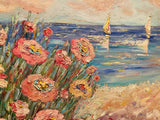 KADLIC Abstract Sunset Seascape Impasto Original Oil Painting Gold Frame 24x36"
