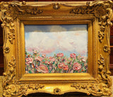 KADLIC Original Oil Painting Floral Flower Landscape Impasto Gold Gilt 15" Frame