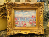 KADLIC Original Oil Painting Abstract Seascape Impasto Gold Gilt 15" Frame