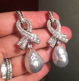 Marlene Stowe 2.62 ct Diamond Day/Night Drop Dangle Baroque Pearl Earrings $8500