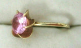Vintage Retro Estate 10K Gold Pink Tourmaline Flower Ring 2.0 Grams ESEMCO