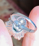 Vintage Ring-dant Platinum 4ct Pear Emerald G VS Diamond Ballerina Ring Pendant