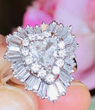 Vintage Ring-dant Platinum 2.50ct HeartG VS Diamond Ballerina Ring Pendant