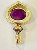 Vintage Retro Estate 18k Gold La Triomphe VS Diamond Amethyst Necklace Pendant