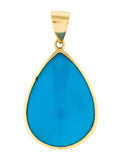 Vintage Estate Stunning 18K Yellow Gold 18 ct Pear Turquoise Cabochon Pendant