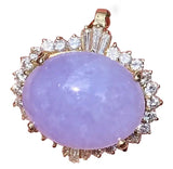 Vintage Estate 18k Gold 2.00ct VS Diamond Lavender Jade Necklace Pendant