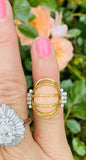 Vintage Estate Modernist 18k Gold Angel Skin Coral Diamond Ring