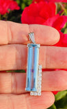 Vintage Estate 14k Gold Aquamarine Diamond Gemstone Necklace Pendant