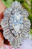 Impressive Vintage 14k Gold 4ct VS Marquise Diamond Halo Ballerina Ring Engagement