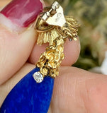 Vintage Estate OSCAR HEYMAN 18k Gold VS Lapis Diamond Drop Pendant Earrings