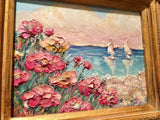 KADLIC French Poppies Seascape Sailboats Gilt Wood Frame 8x10”