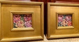 KADLIC Wildflowers Floral Original Oil PAIR Painting Gold Gilt Frame 10”