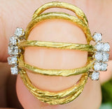 Vintage Estate Modernist 18k Gold Angel Skin Coral Diamond Ring