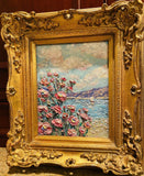 KADLIC Original Oil Painting Abstract Seascape Impasto Gold Gilt 15" Frame