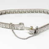 Midcentury Deco Estate 1940 1950s 14k Gold 4ct VS Diamond Line Tennis Bracelet