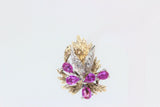 Vintage Estate 14k Gold Pink Sapphire Diamond Drop Earrings