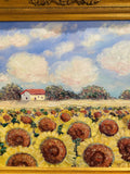 KADLIC Impressionist Sunflowers Original Oil Painting Gold Gilt Ornate Frame 24"