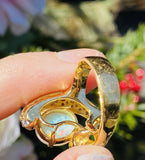 Vintage Estate 18k Gold Opal 1.50ct Diamond Cocktail Ring