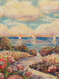 KADLIC Abstract Sunset Seascape Impasto Original Oil Painting 24” Large Art