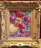 KADLIC Still Life Floral Impressionism Original Oil Painting 8x10" Gilt Frame