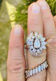 Vintage 1950s Platinum3ct VS Diamond Baguette Marquise Halo Ballerina Ring