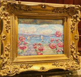 KADLIC Original Oil Painting Abstract Seascape Impasto Gold Gilt 15" Frame