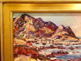 KADLIC Abstract Mountains Seascape Impasto Original Oil Painting Gold Frame 24”