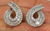 Vintage BARNEYS NY Estate 18k Gold 2.40ct VS Diamond Baguette Swirl Earrings