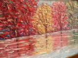 24x18" Abstract Trees Landscape KADLIC Original Oil Painting Art Gilt Frame