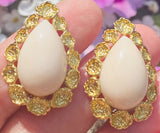 Vintage Retro 1960s 70s 14k Gold Angel Skin Coral Drop Earrings