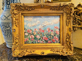 KADLIC Original Oil Painting Floral Landscape Impasto Gold Gilt 15" Frame