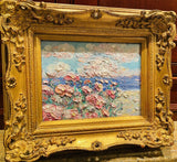 KADLIC Original Oil Painting Abstract Seascape Impasto Gold Gilt 15" Frame