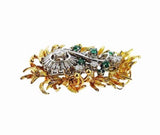Stunning 1940s Estate Retro 18k Gold 2.20 Ct Diamond Emerald Necklace Pendant