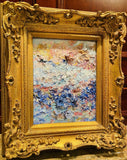 KADLIC Original Oil Painting Abstract Seascape Impasto Gold Gilt 15" Frame