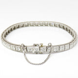 Midcentury Deco Estate 1940 1950s 14k Gold 4ct VS Diamond Line Tennis Bracelet