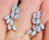 Vintage Estate 18k Gold 3.00ct G VS Marquise Diamond Drop Cluster Earrings
