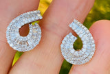 Vintage BARNEYS NY Estate 18k Gold 2.40ct VS Diamond Baguette Swirl Earrings