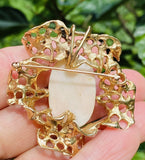 Vintage Freeform Organic 18K Gold Angel Skin Coral Diamond Brooch