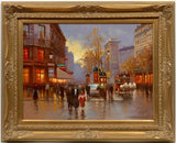 French Paris PaintingOriginal Oil by Yuri Kuzmin (Russian, 1949) Gilt Wood Frame