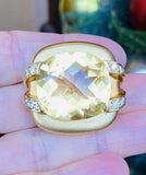 Vintage Marlene Stowe 18k Gold 45ct Lemon Citrine VS Diamond Pendant Brooch