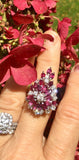 Vintage Mid Century 1950s G/VS1 5 Ct Ruby Diamond Cluster Spray Cocktail Ring