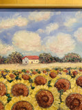KADLIC Impressionist Tuscany Sunflowers Original Oil Painting Gold Frame 24"