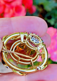 Vintage HAMMERMAN 18k Gold 20ct Diamond Amber Citrine Brooch Pin Pendant