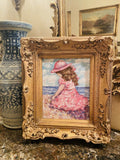 KADLIC Original Oil Painting Impressionist Girl Child Children Gilt Gold Frame