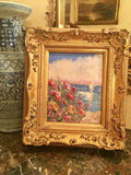 KADLIC Red Poppies Poppy Seascape Original Oil Painting 13x15" Gold Gilt Frame