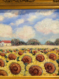 KADLIC Impressionist Sunflowers Impasto Original Oil Painting Gold Frame 20x24"